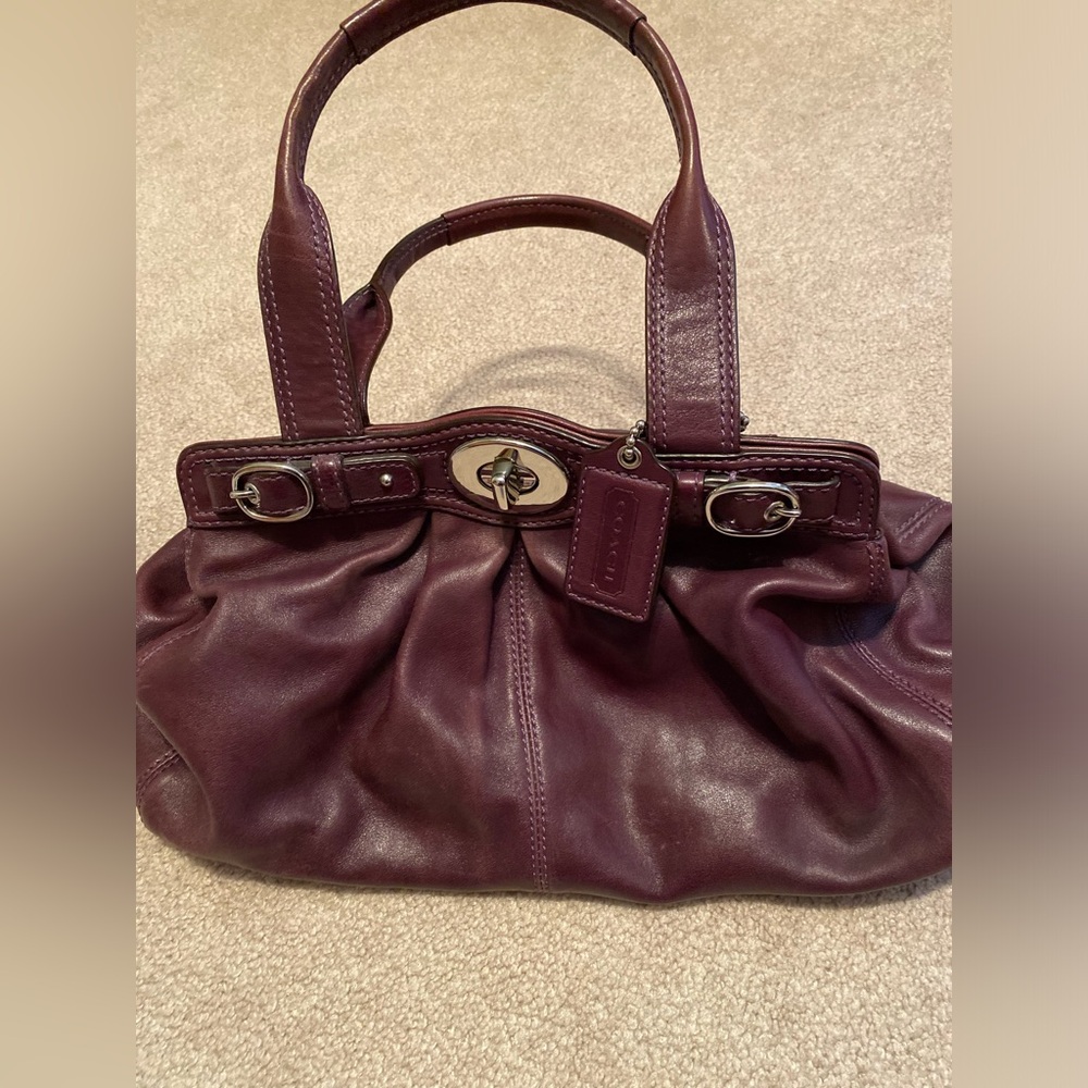 Coach medium purple leather bag